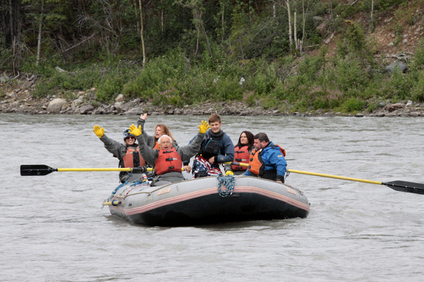 the two RV Gypsies and family whitewater rafting